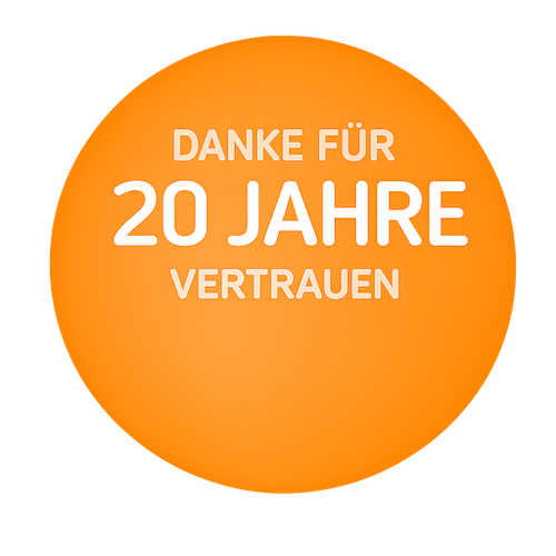 Button: Danke für 20 Jahre Vertrauen